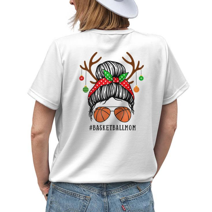 Basketball Mom Messy Bun Team Christmas Basketball Player Gift For Womens Womens Back Print T-shirt Gifts for Her