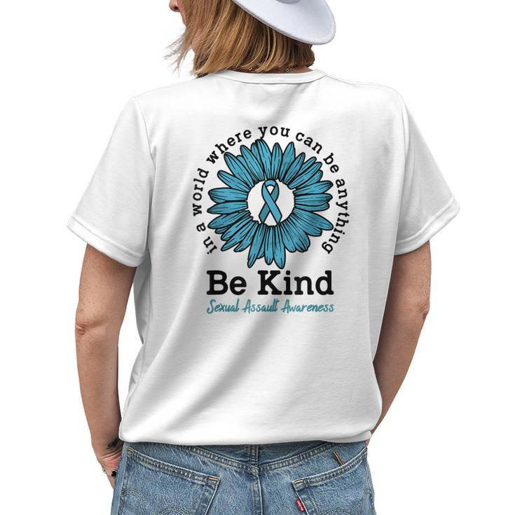 Be Kind Sexual Assault Awareness Sunflower Woman Empowerment Womens Back Print T-shirt Gifts for Her