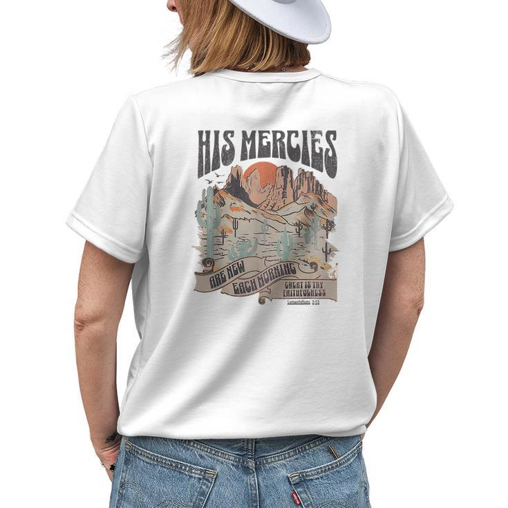 Boho Christian Jesus Apparel Faith Based His Mercies Are New Faith Funny Gifts Womens Back Print T-shirt Gifts for Her