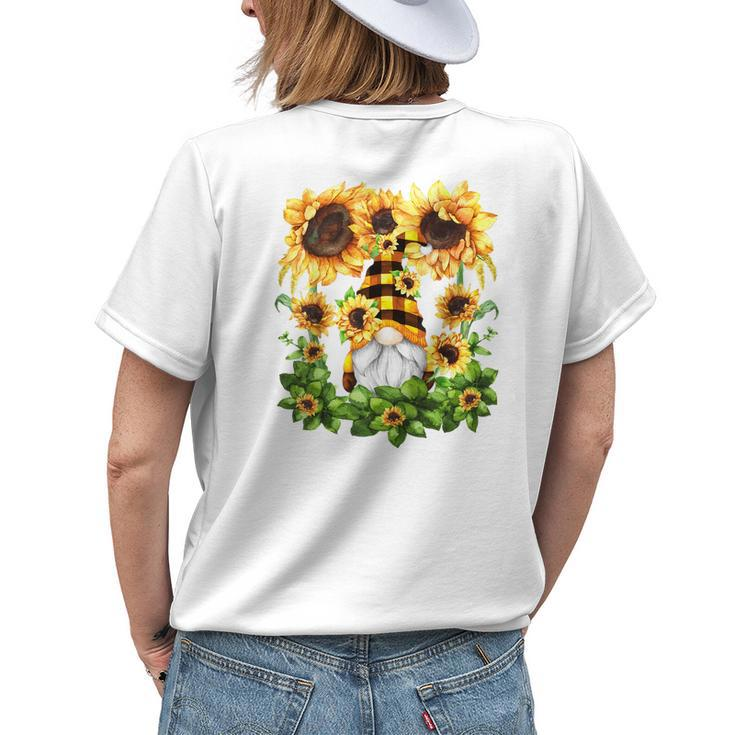 Cute Sunflower Gnome For Funny Gardener And Cute Mom Summer Womens Back Print T-shirt Gifts for Her