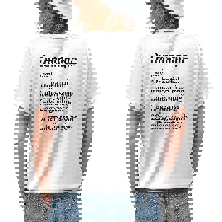 Dominique Definition Personalized Name Funny Christmas Gift Definition Funny Gifts Womens Back Print T-shirt Gifts for Her