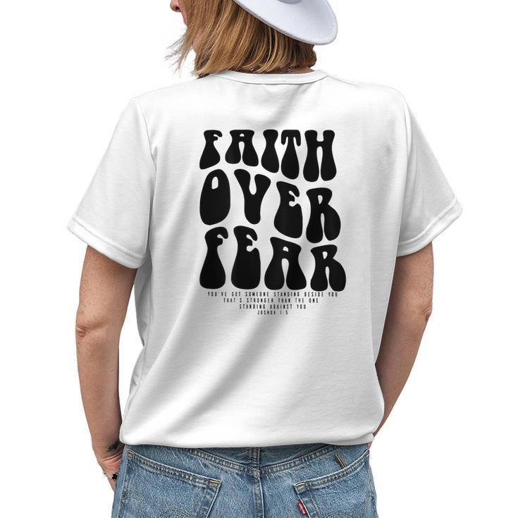 Faith Over Fear Bible Verse Aesthetic Christian Faith Funny Gifts Womens Back Print T-shirt Gifts for Her