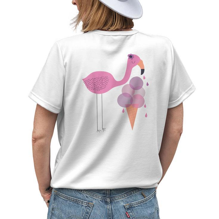 Flamingo Ice Cream Summer Vacay Party Beach Vibes Girls Gift Womens Back Print T-shirt Gifts for Her