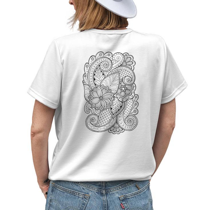 Floral Pattern Self Coloring Womens Back Print T-shirt Gifts for Her