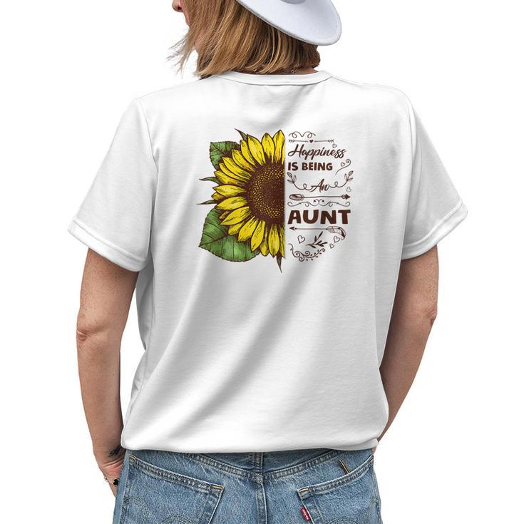 Funny Aunt Happiness Is Being An Aunt Gifts Sunflower Gift For Womens Womens Back Print T-shirt Gifts for Her