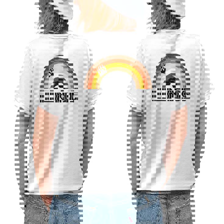 Gay Bear Illinois Rainbow Pride Vintage Distressed Womens Back Print T-shirt Gifts for Her Gay Bear Illinois Rainbow Pride Vintage Distressed Womens Back Print T-shirt Gifts for Her