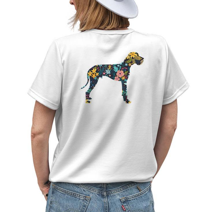 Great Dane Floral Dog Silhouette Graphic Womens Back Print T-shirt Gifts for Her