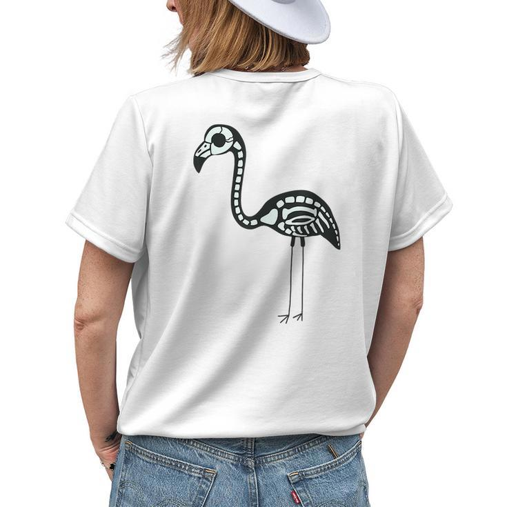 Halloween Skeleton Flamingo Animal Costume Womens Back Print T-shirt Gifts for Her