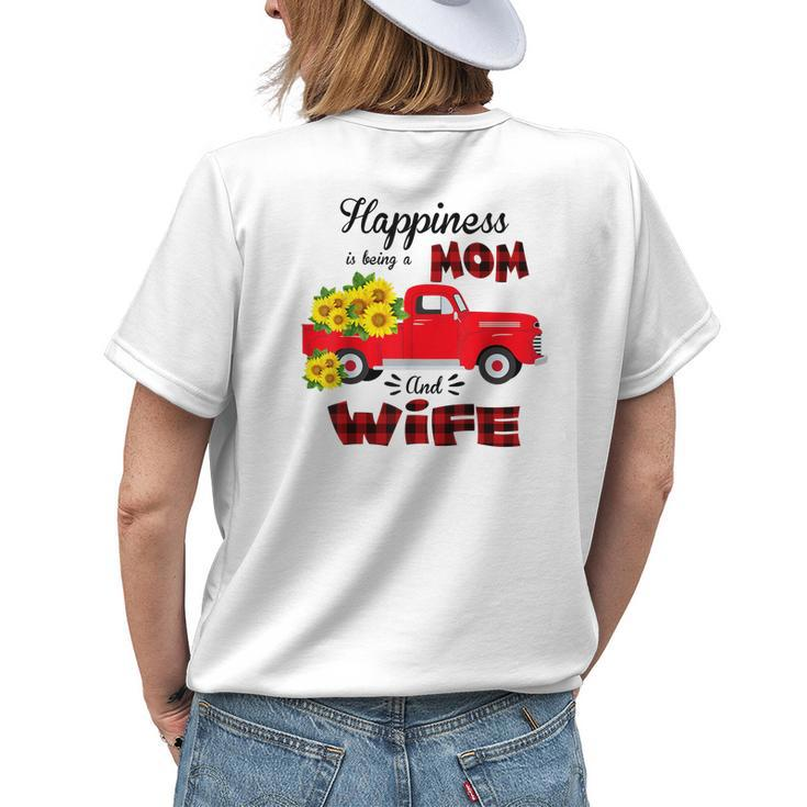 Happiness Is Being A Mom And Wife Sunflower Gift Gift For Women Womens Back Print T-shirt Gifts for Her