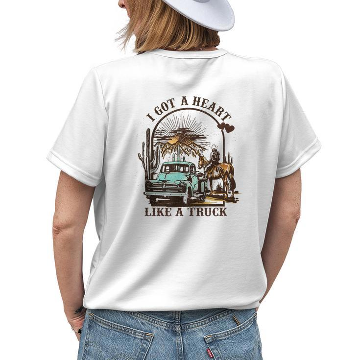 I Got A Heart Like A Truck Cowgirl Western Sunset Women Girl Womens Back Print T-shirt Gifts for Her