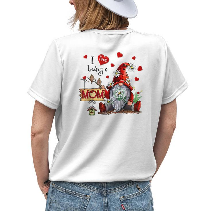 I Love Being A Mom Gnome Daisy Heart Womens Back Print T-shirt Gifts for Her