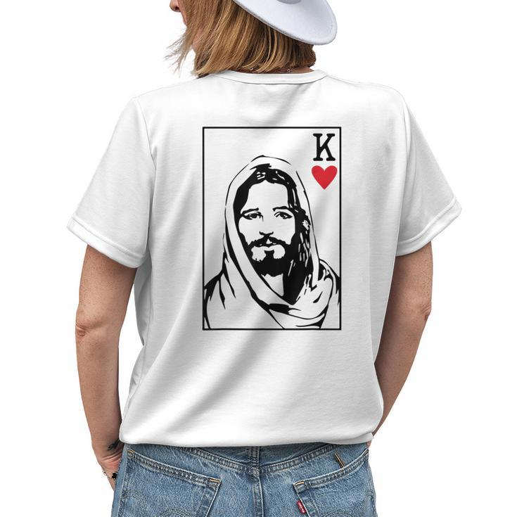 Jesus Is King Jesus King Of Hearts Card Christian Men Women Womens Back Print T-shirt Gifts for Her