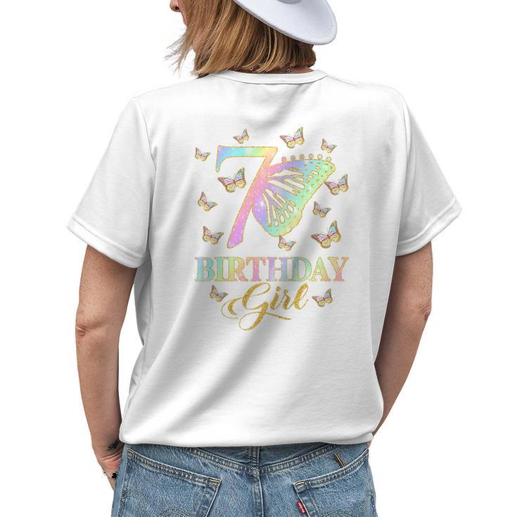 Kids Butterfly 7Th Birthday Outfit 7 Year Old Girl Kids Cute Womens Back Print T-shirt Gifts for Her