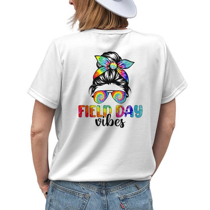 Messy Bun Field Day Vibes Tie Dye Teacher Kid Field Day 2023 Womens Back Print T-shirt Gifts for Her