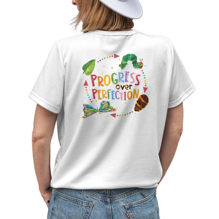 Progress Over Perfection Caterpillar Back To School Teacher Womens Back Print T-shirt Gifts for Her
