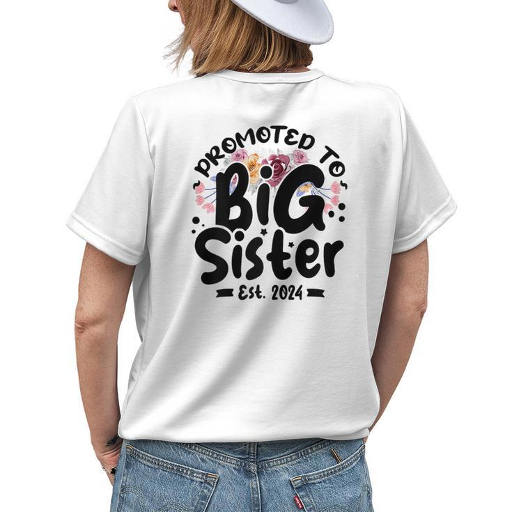 Promoted To Big Sister 2024 Cute Big Sister Kids Floral Womens Back Print T-shirt Gifts for Her
