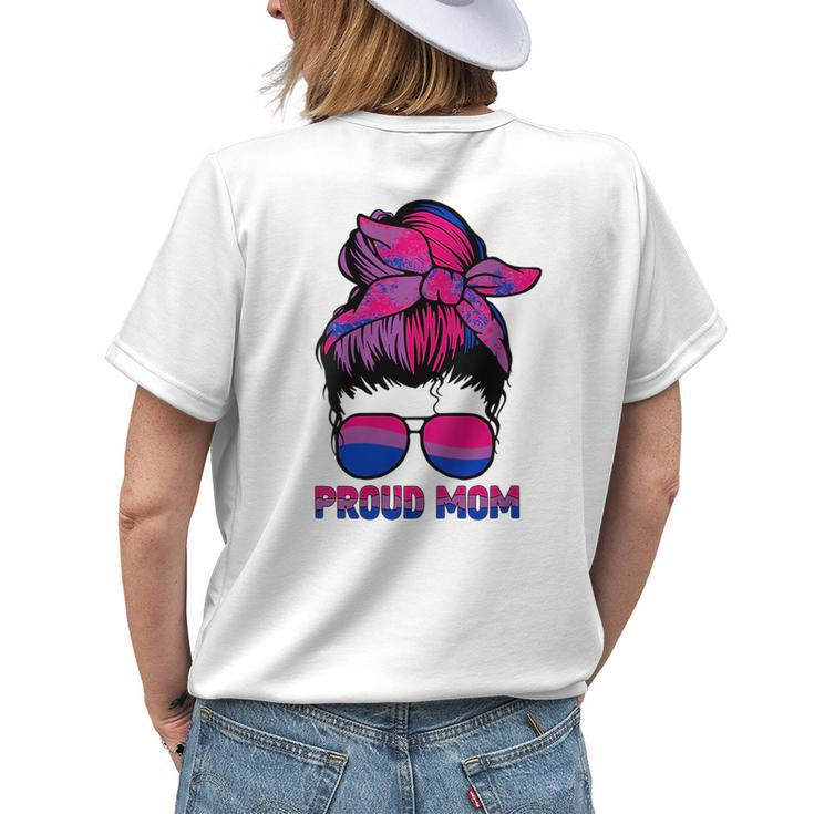 Proud Bisexual Mom Wife Funny Support Bi Lgbt Pride Flag Womens Back Print T-shirt Gifts for Her
