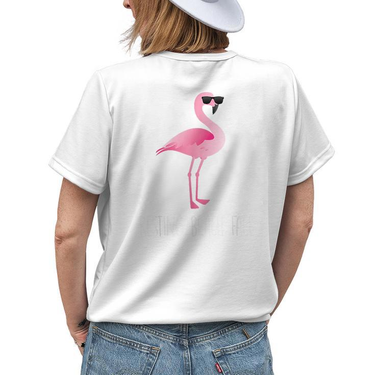 Resting Beach Face Funny With A Flamingo And Sunnies Womens Back Print T-shirt Gifts for Her