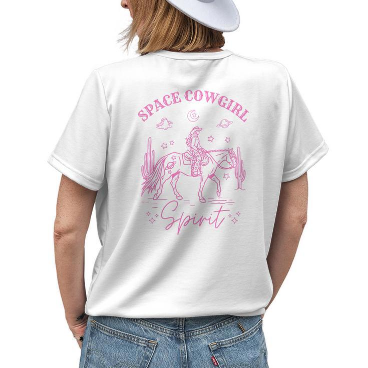 Rodeo Howdy Western Retro Cowboy Funny Cowgirl Space Cosmic Womens Back Print T-shirt Gifts for Her