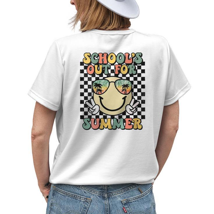Schools Out For Summer Cute Smile Face Last-Day Of School Womens Back Print T-shirt Gifts for Her