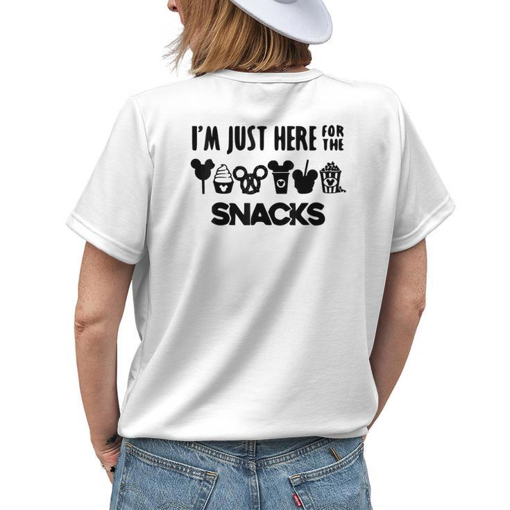 Snacks Apparel Men Women Kids Im Just Here For The Snacks Womens Back Print T-shirt Gifts for Her