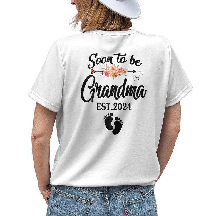 Soon To Be Grandma 2024  Mothers Day For New Grandma Gift For Womens Womens Back Print T-shirt