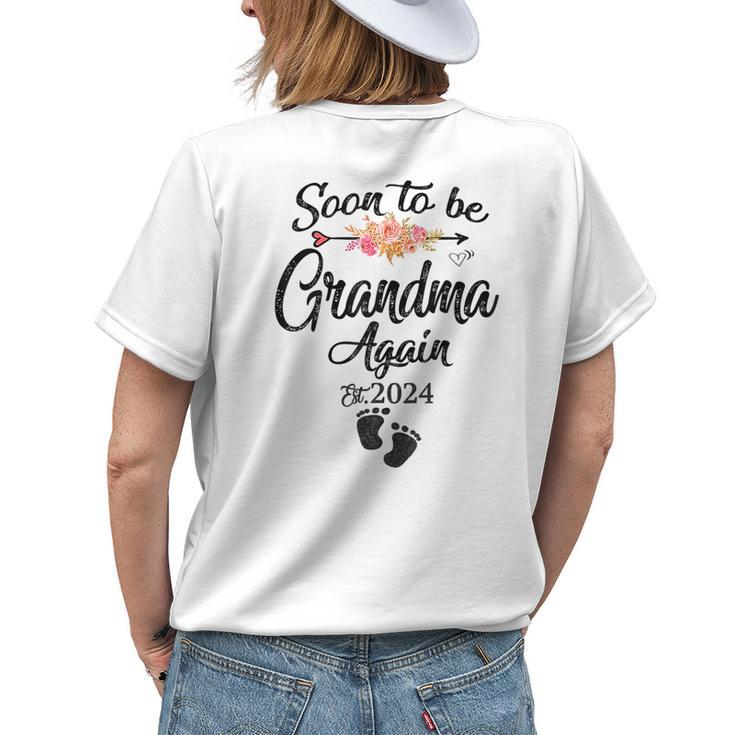 Soon To Be Grandma Again Est 2024 Flower Heart Mothers Day  Mothers Day Funny Gifts Womens Back Print T-shirt
