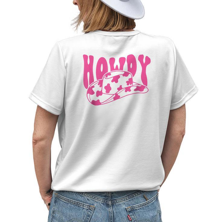 Southern Cowgirl Rodeo White Howdy Western Retro Cowboy Hat Womens Back Print T-shirt Gifts for Her