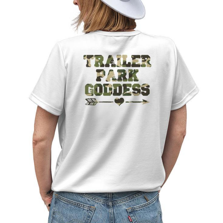 Trailer Park Goddess Camouflage Funny Redneck White Trash Womens Back Print T-shirt Gifts for Her