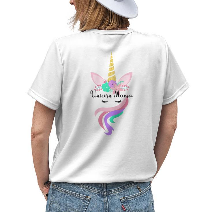Unicorn Mama Unicorn Face FloralCute Gift For Mom Gift For Womens Womens Back Print T-shirt Gifts for Her