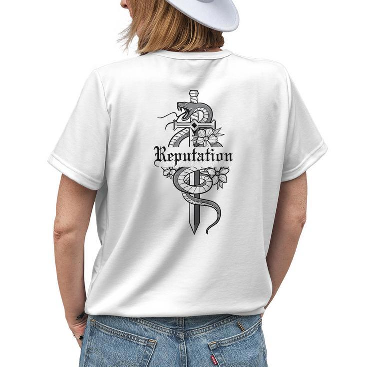 Unique Design Snake Reputation In The World Men Women Womens Back Print T-shirt Gifts for Her