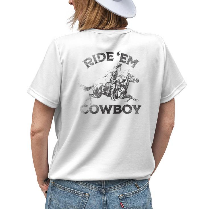Vintage Cowgirl Womans Country Rideem Cowboy Horse Riding Womens Back Print T-shirt Gifts for Her