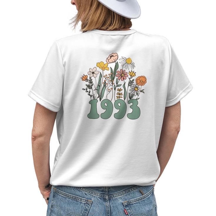 Vintage Floral 1993 Vintage 30Th Birthday 30 Years Old Women Womens Back Print T-shirt Gifts for Her