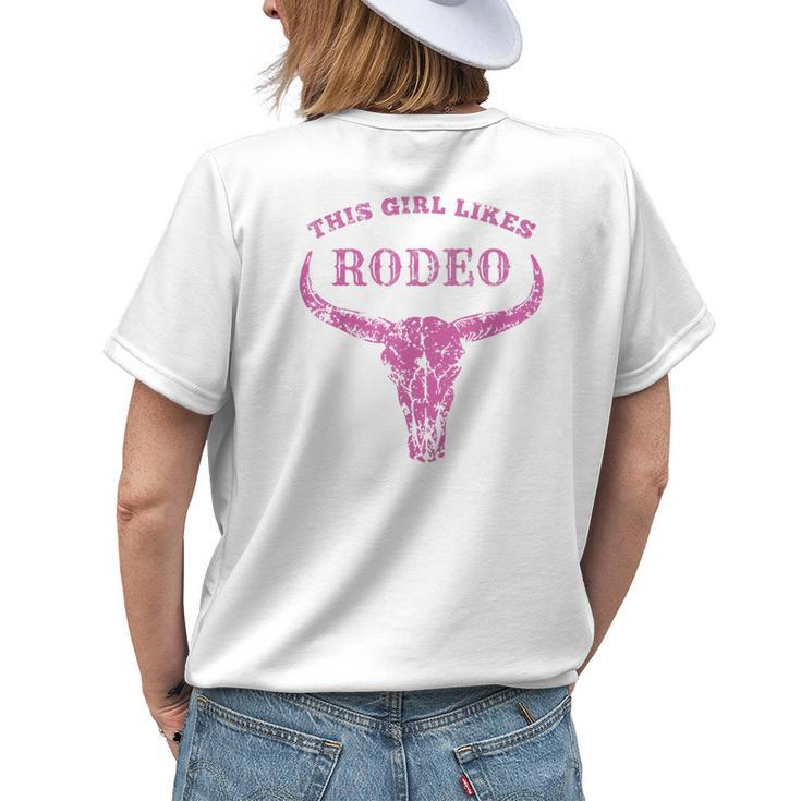 Western Country This Girl Likes Rodeo Vintage Howdy Cowgirl Womens Back Print T-shirt Gifts for Her