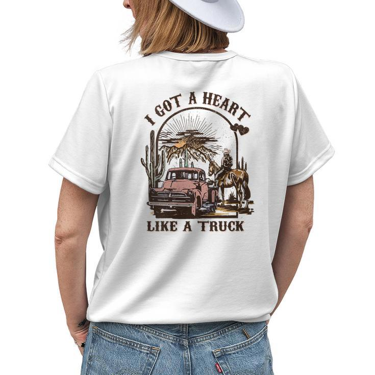 Western Sunset Cowgirl I Got A Heart Like A Truck Gift For Womens Womens Back Print T-shirt Gifts for Her