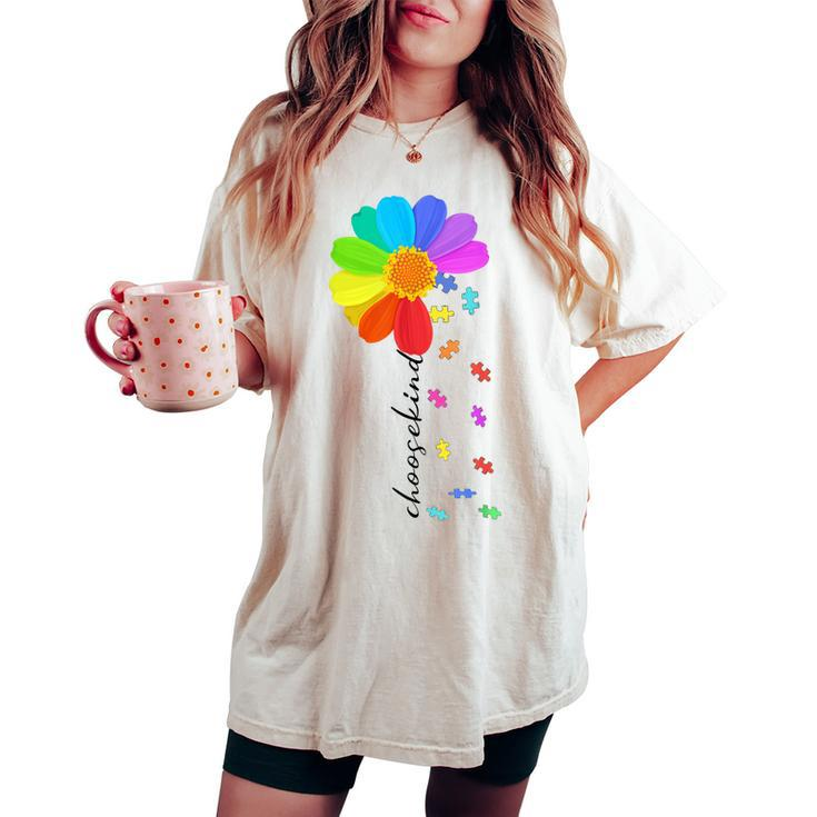 Choose Kind Autism Awareness Daisy Flower Costume Puzzle Women's Oversized Comfort T-shirt
