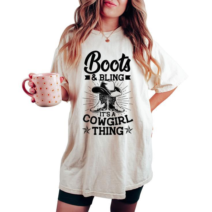 Cowgirl Boots And Hat Graphic Women Girls Cowgirl Western Women's Oversized Comfort T-shirt