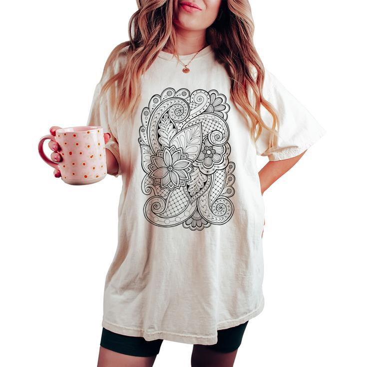 Floral Pattern Self Coloring Women's Oversized Comfort T-shirt