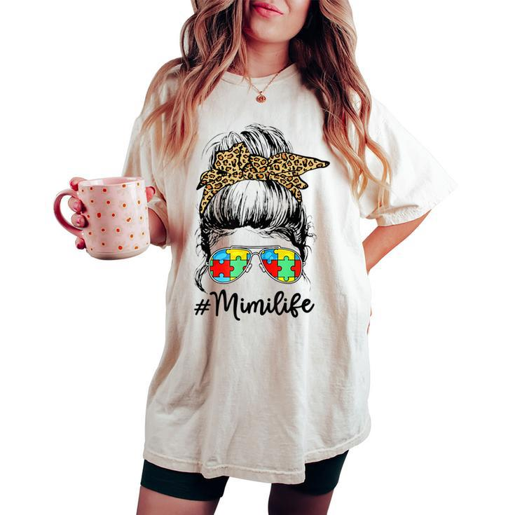 Mimi Life Autism Awareness Messy Bun Girl Women's Oversized Comfort T-shirt