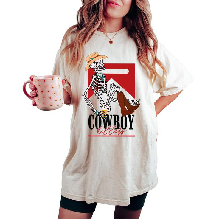 Western Cowgirl Cowboy Killer Skull Cowgirl Rodeo Girl Women's Oversized Comfort T-shirt
