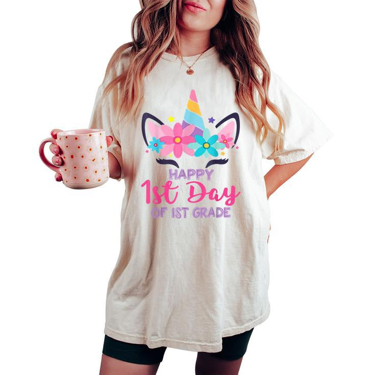 1St Grade Unicorn First Day Of School Back To Outfit Women's Oversized Comfort T-shirt