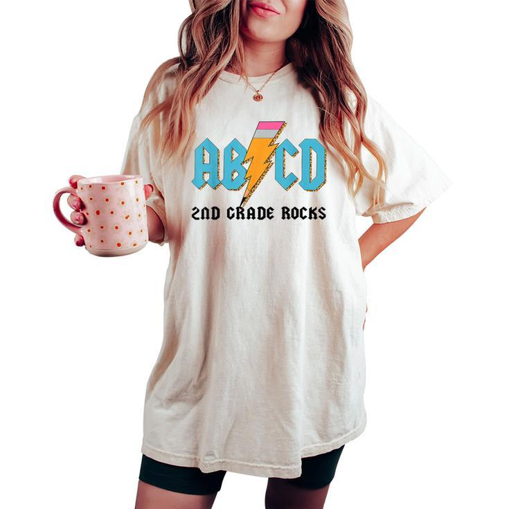 Abcd Pencil Lightning 2Nd Grade Rocks Back To School Women's Oversized Comfort T-shirt