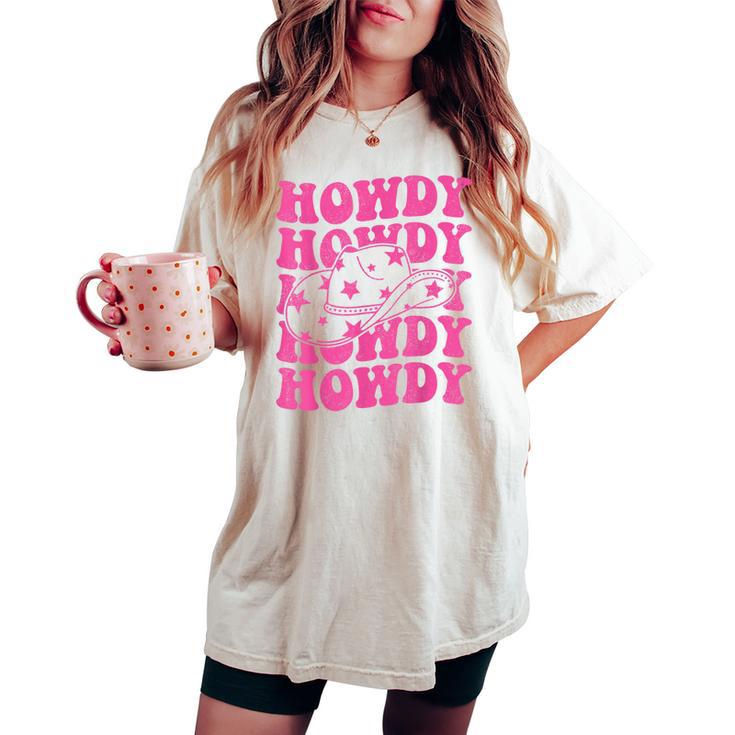 Rodeo White Howdy Western Retro Cowboy Hat Southern Cowgirl Women's Oversized Comfort T-shirt