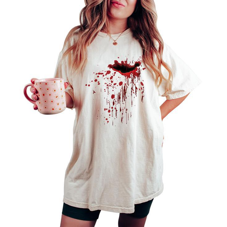Bleeding Flesh Wound Red Blood Splatters Bloody Open Wound Bloody Women's Oversized Comfort T-shirt