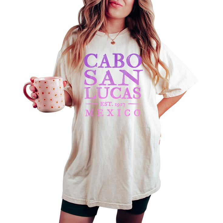Cabo San Lucas Mexico Retro Throwback Pink Girls Women's Oversized Comfort T-shirt