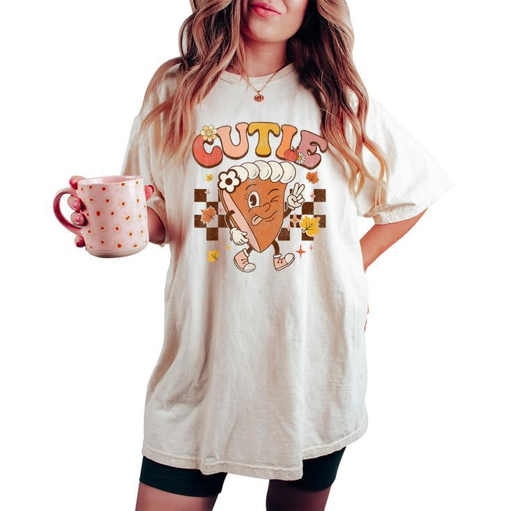 Groovy Retro Pumpkin Pie Cutie Thanksgiving Pie Dinner Women's Oversized Comfort T-shirt