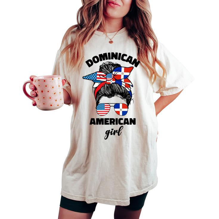 Half Dominican American Dominicana Republic Flag Girl Women's Oversized Comfort T-shirt