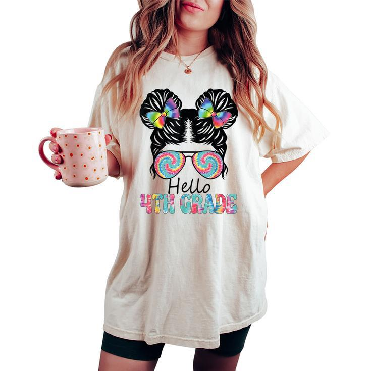 Hello 4Th Grade Girl With Hair Styled Back To School Women's Oversized Comfort T-shirt