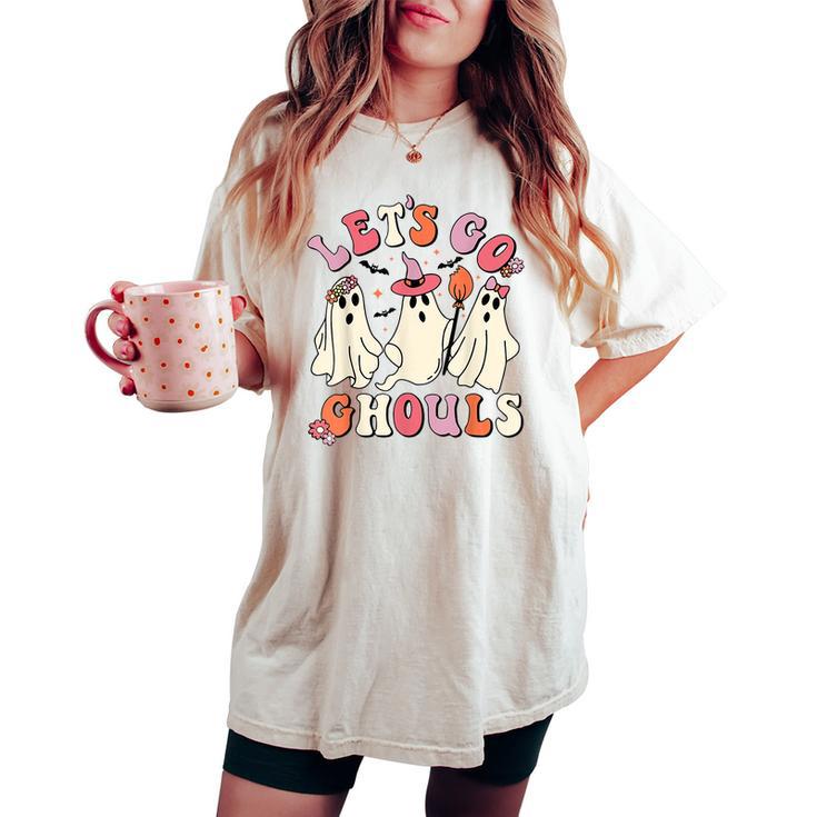 Let's Go Ghouls Ghost Halloween Costume Girls Women's Oversized Comfort T-shirt