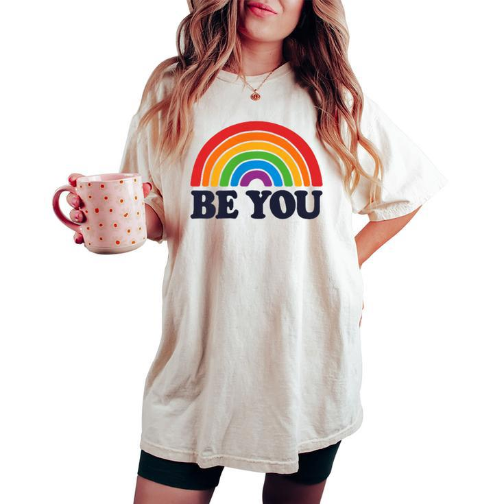 Lgbtq Be You Pocket Gay Pride Lgbt Ally Rainbow Flag Vintage Women's Oversized Comfort T-shirt